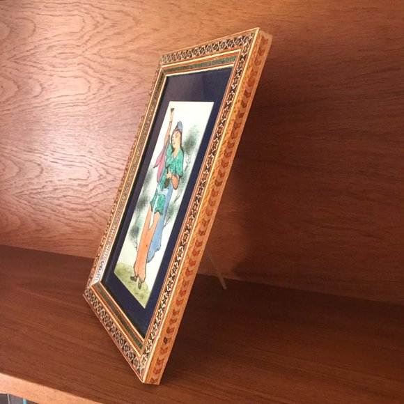 Persian Painting in Inlaid Khatam Micro Mosaic Marquetry Frame - Picture 3 of 5
